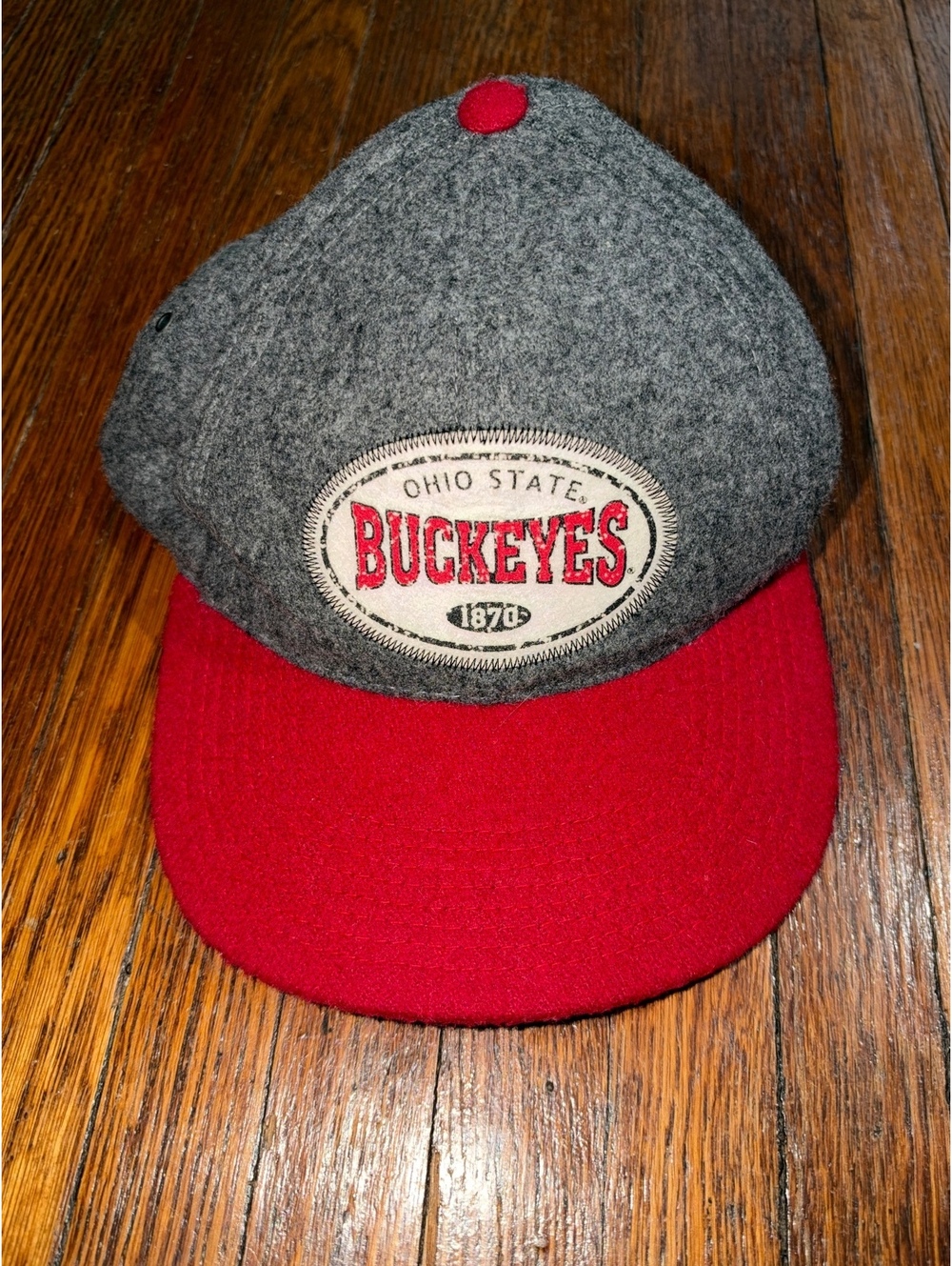 90s Ohio State Buckeyes Hat Sports OSU BUCKS Script StrapBack Gray Cap Wool